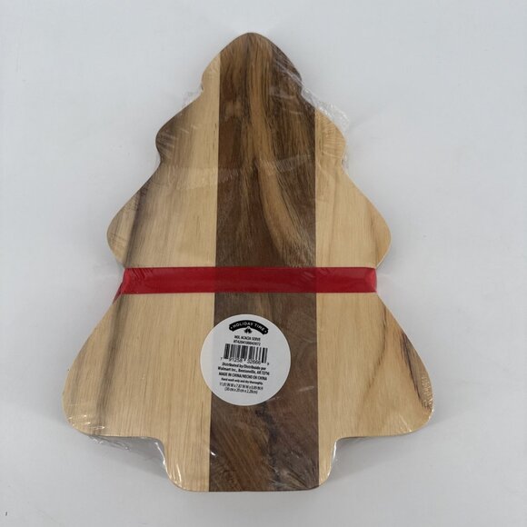 Holiday Time Christmas Tree Shaped Acacia Wood Serving Board w Matching Spreader - Picture 3 of 6